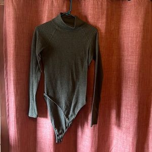 Dark green waffle knit body suit